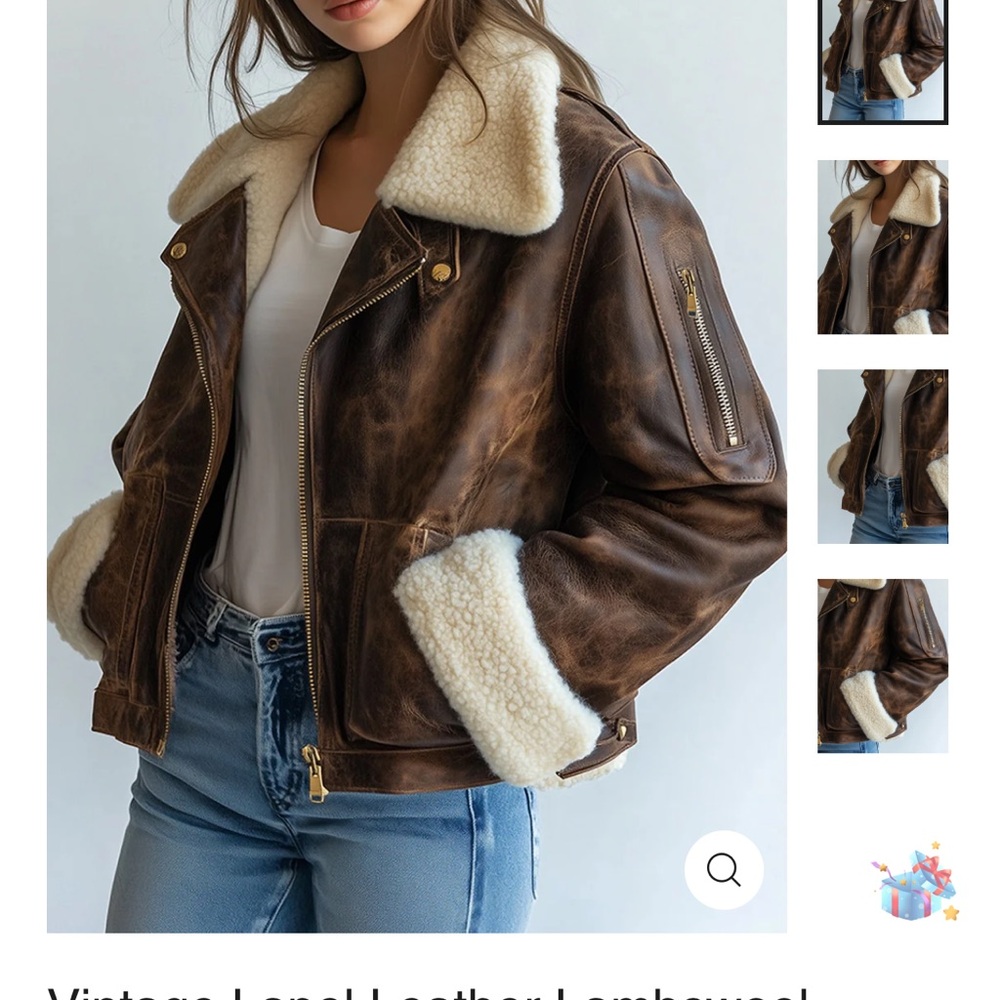 Brown Leather Jacket with Shearling Lining